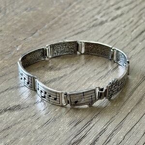 Vintage Shubes Sterling Silver Beethoven "Ode to Joy" Hand Stamped Musical Staff